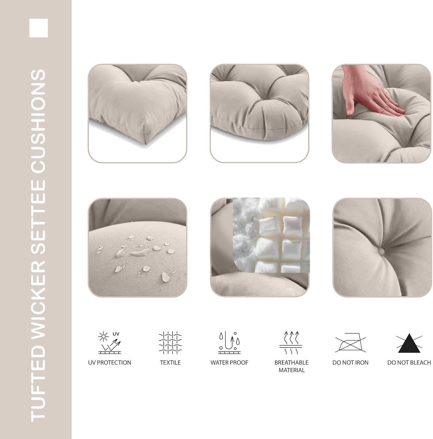 Tufted Non Slip Indoor Bench Seat Cushion