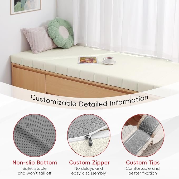 Soft Bay Window Seat Bench Cushion