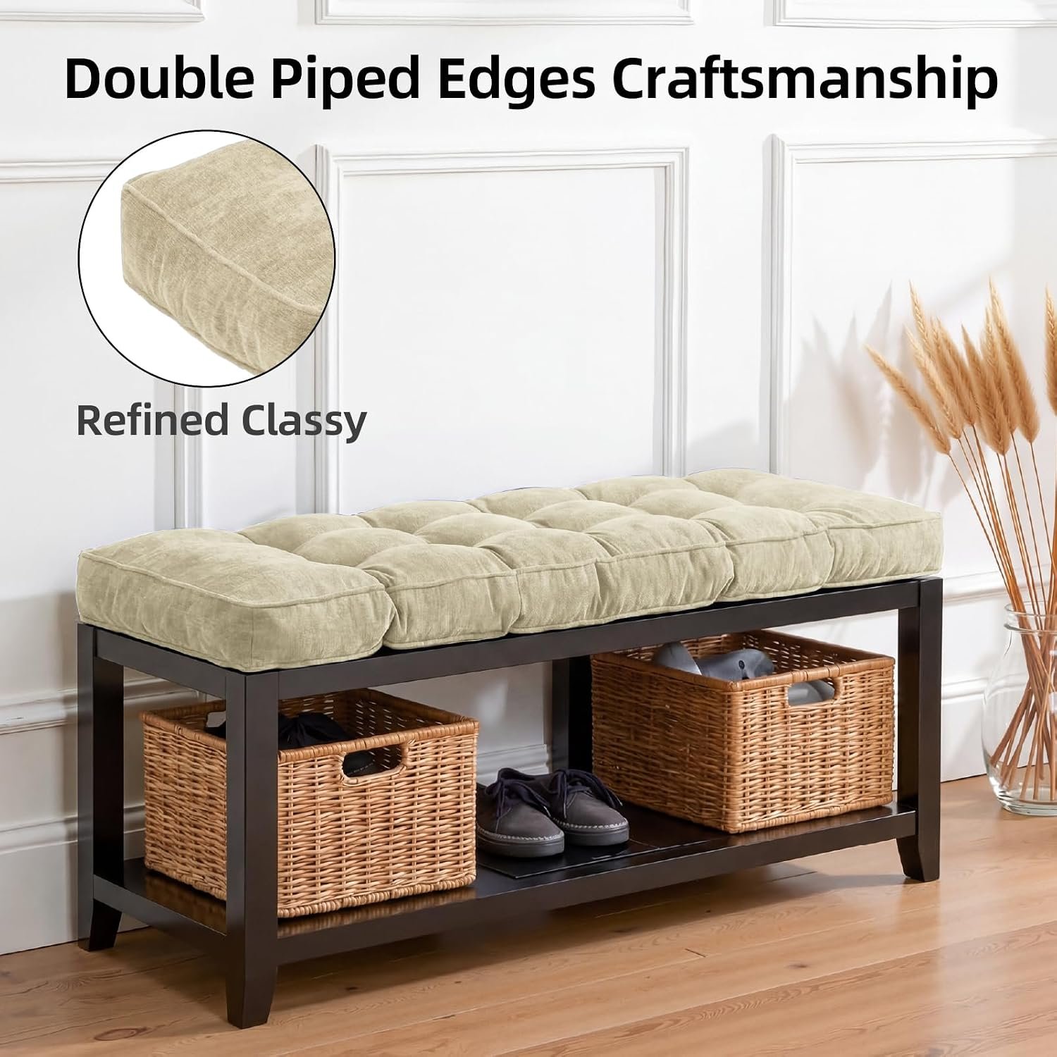 Plush Farmhouse Bay Window Seat Cushion