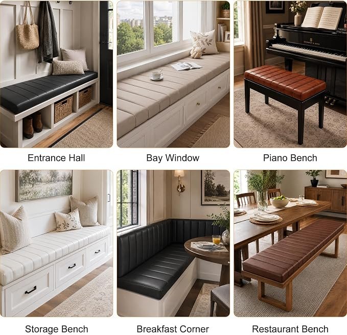 Waterproof Faux Leather Bench Seat Cushion