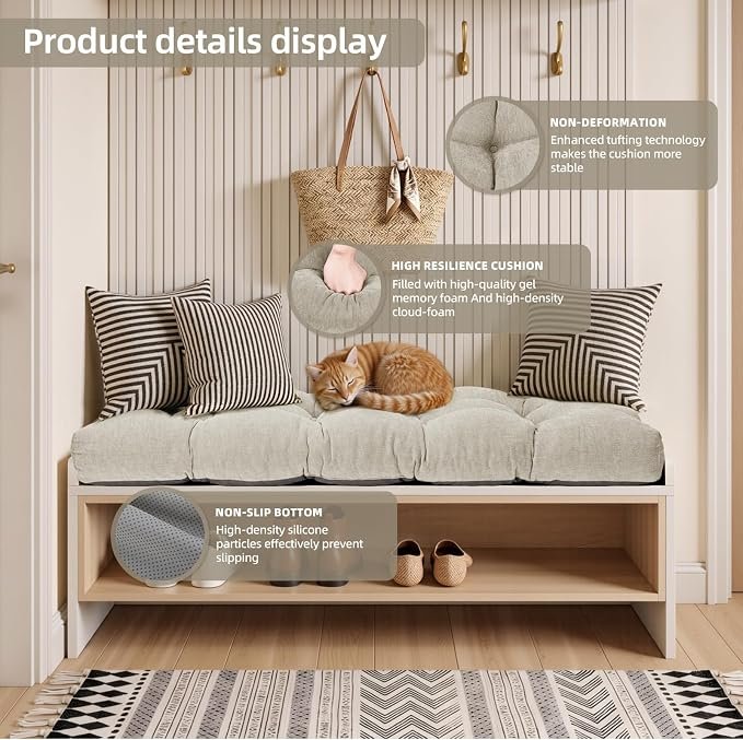 Tufted High Density Foam Window Seat Cushion