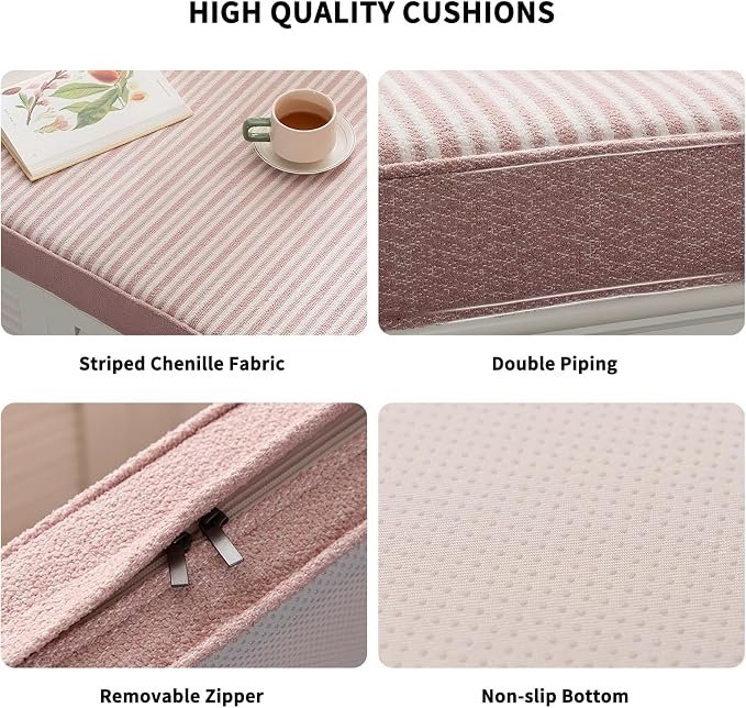 Chenille Striped Bay Window Bench Cushion